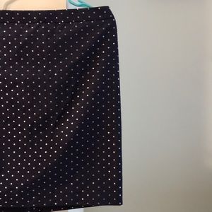 LOFT Navy Blue Pencil Skirt with Silver Polka Dots